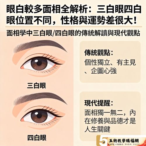 眼白較多面相全解析：三白眼四白眼位置不同，性格與運勢差很大！ - 五