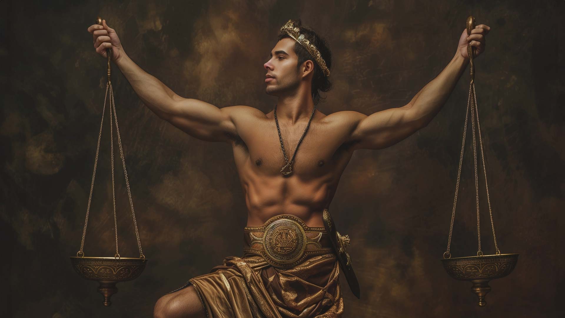 持衡器的古典希臘風男子