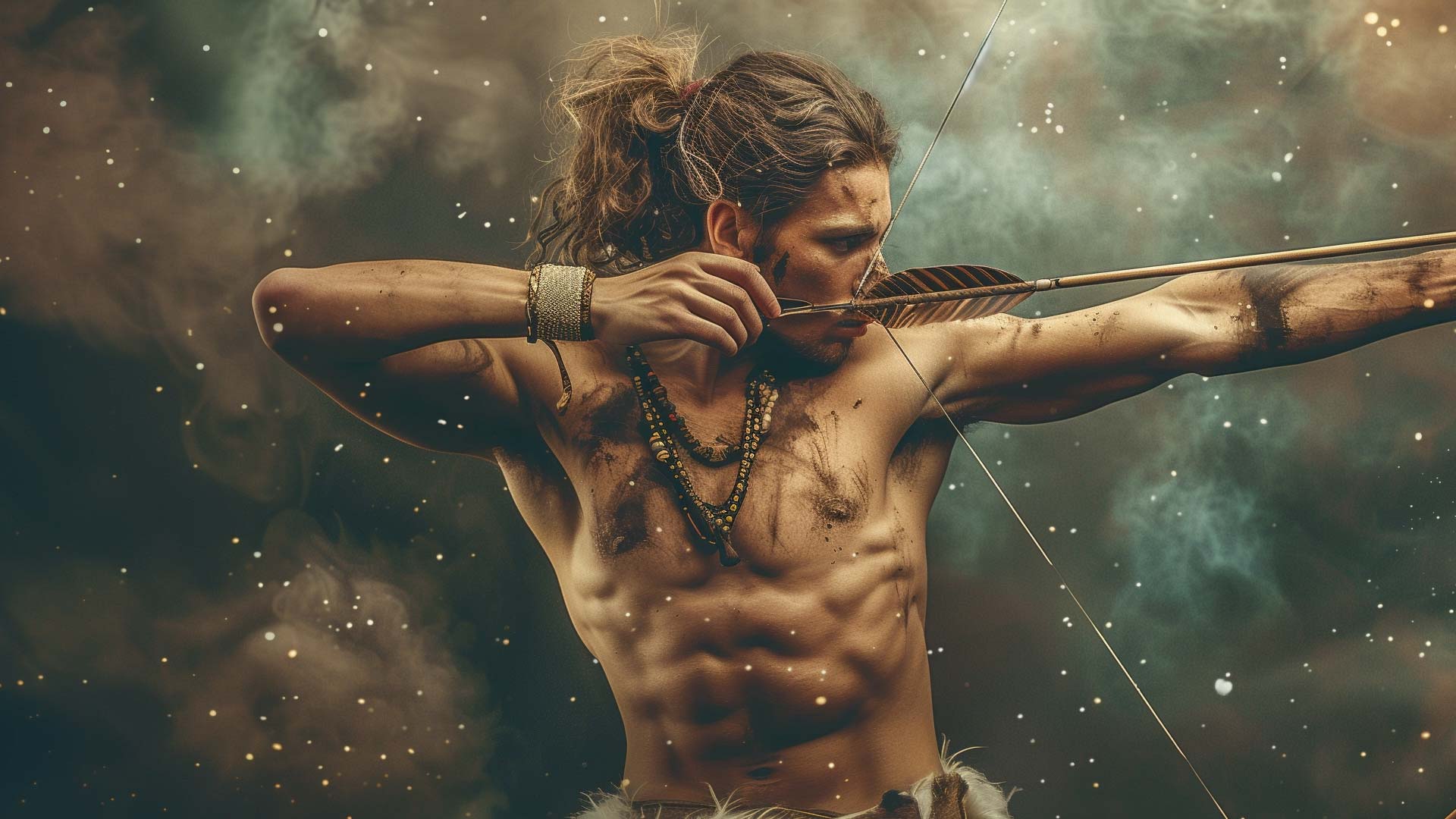 古代弓箭手專注射箭